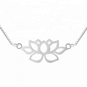 2018-Fashion-Hollow-Out-Lotus-silver-necklace