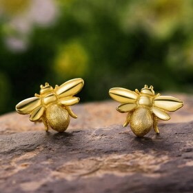 Bee-silver-simple-gold-earring-design-for
