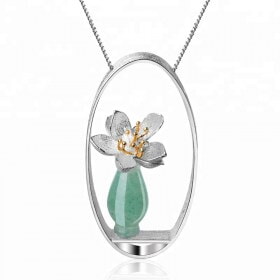 Designer-925-Silver-Vase-flower-pendant-necklace