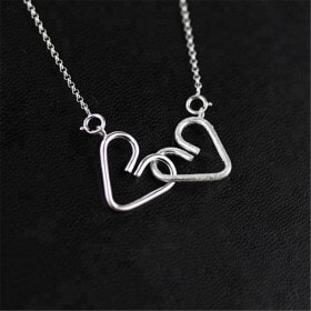 Fashion-Silver-Heart-to-Heart-friendship-necklace