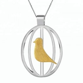 Handmade-Bird-in-cage-Silver-pendant-wholesale