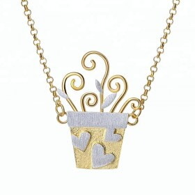 Handmade-Fashion-Flower-Pot-silver-necklace-chain