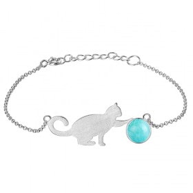 Handmade-Playing-Cat-Fashion-925-silver-bracelet