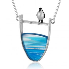 Handmade-Silver-Penguin-Agate-elephant-necklace