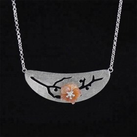 Handmade-silver-Begonia-Flower-birthstone-necklace