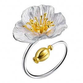 Silver-Blooming-Poppies-Flower-gold-ring-designs