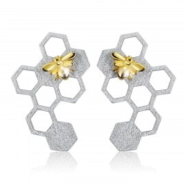 Silver-Honeycomb-Home-Guard-Dangle-fashion-earring
