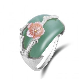 Silver-Plum-Flower-big-stone-ring-design