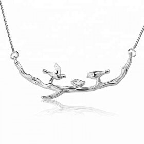 Wholesale-Bird-on-Branches-silver-chain-necklace