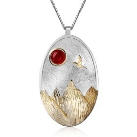 Wholesale-Natural-Agate-Sunset-Silver-ruby-pendant